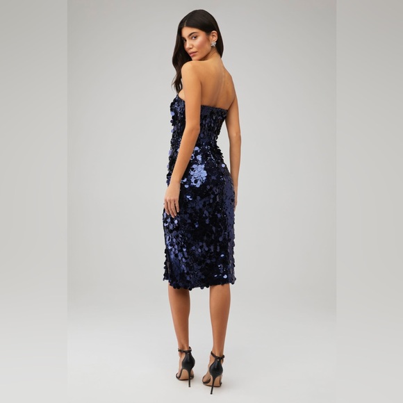 Amanda Uprichard Midnight Blue Sequin Midi Dress - Picture 3 of 6